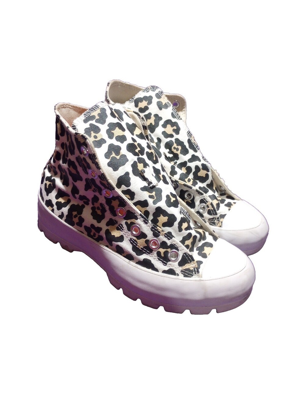 Converse Womens 8M Hit Run Strike Cheetah Hi Top Leopard Chuck Taylor All Star